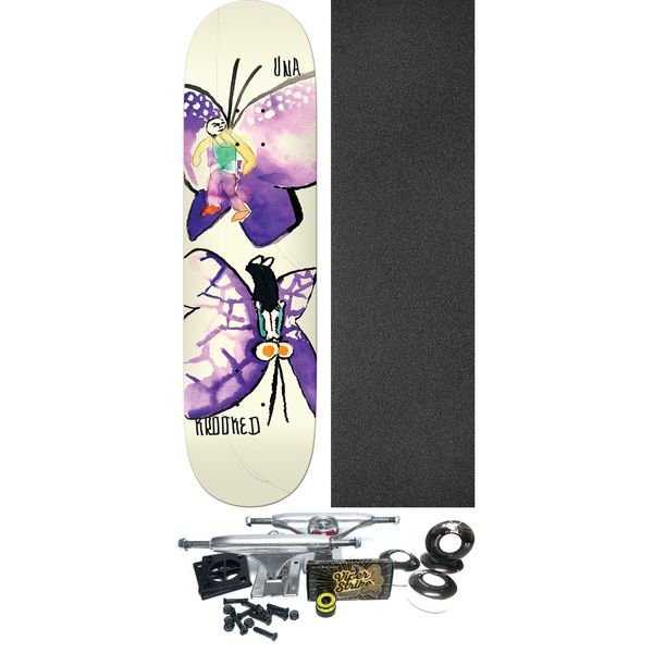 Krooked Skateboards Una Farrar Butterflies Skateboard Deck - 8.28" x 31.7" - Complete Skateboard Bundle
